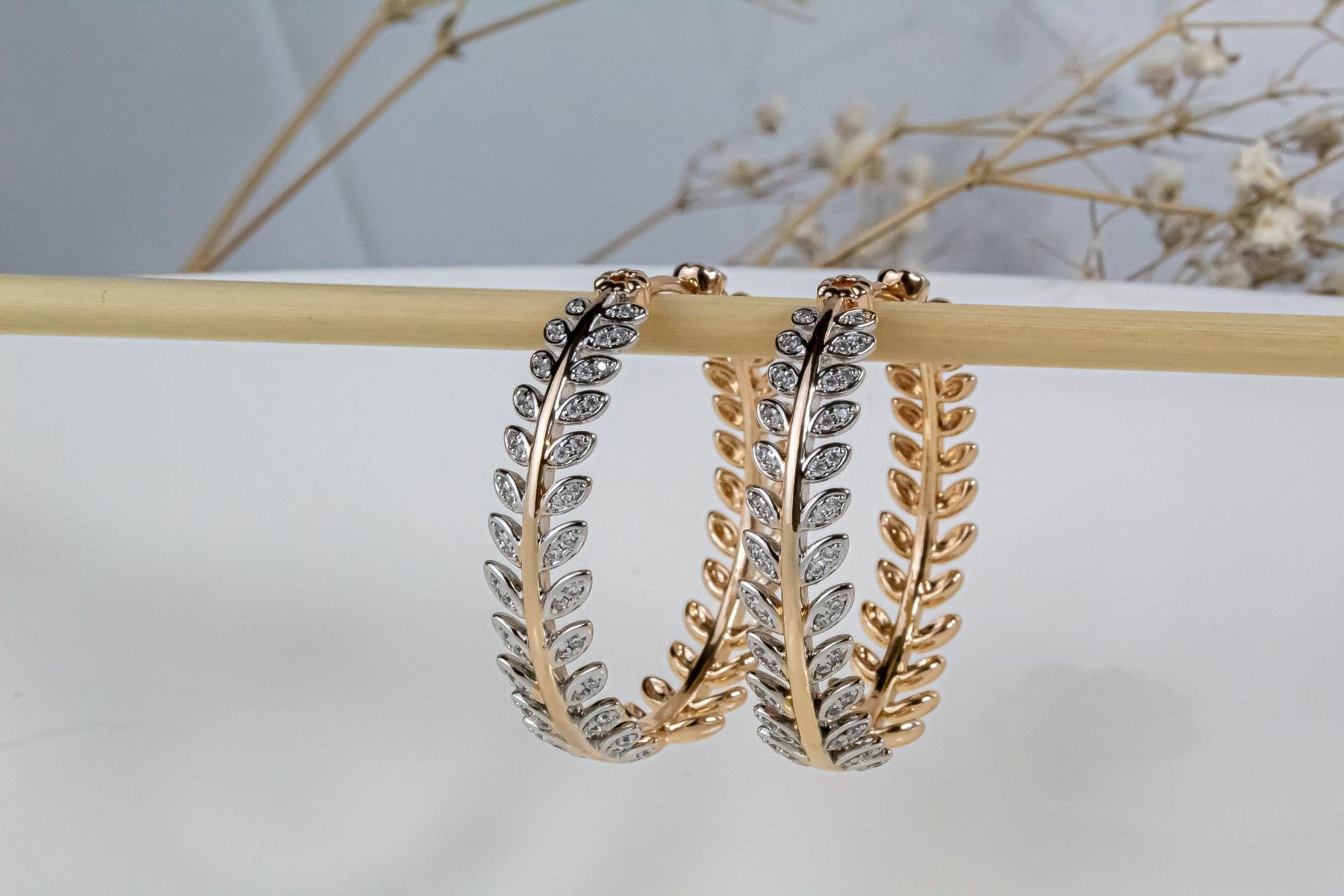 Aros - Argolla Hojas Zirconia - JOYAS CARATI