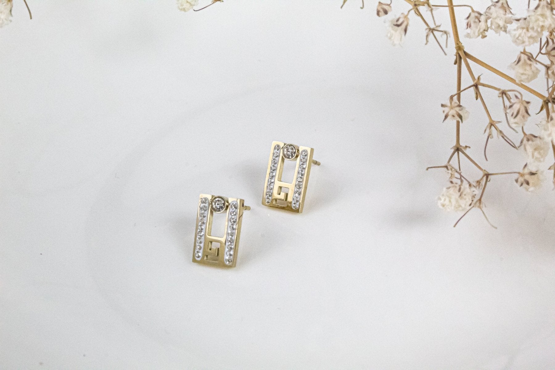 Aros - Aro Rectangular Zirconia - JOYAS CARATI