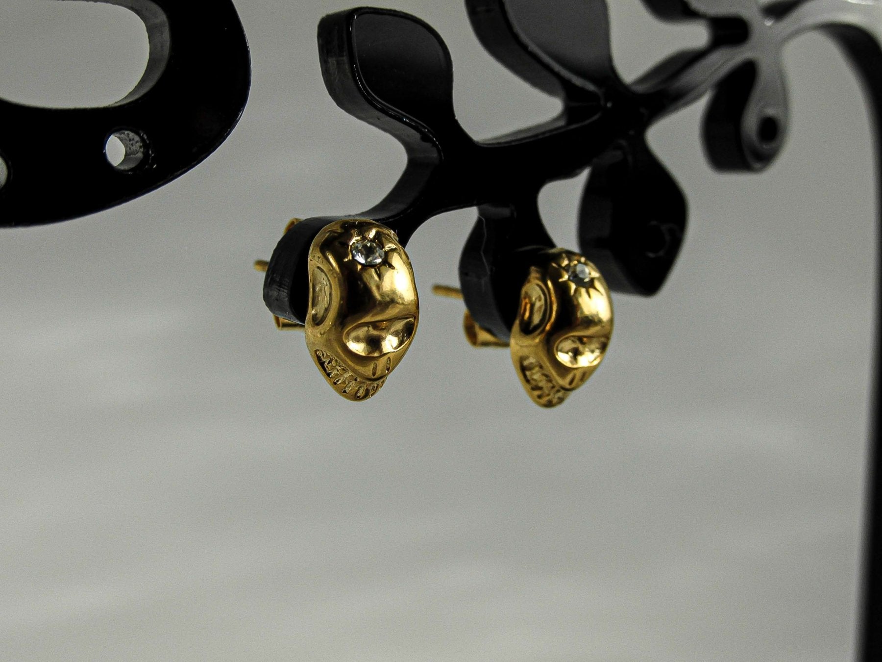 Aros - Aro Skull Bañado en Oro - JOYAS CARATI