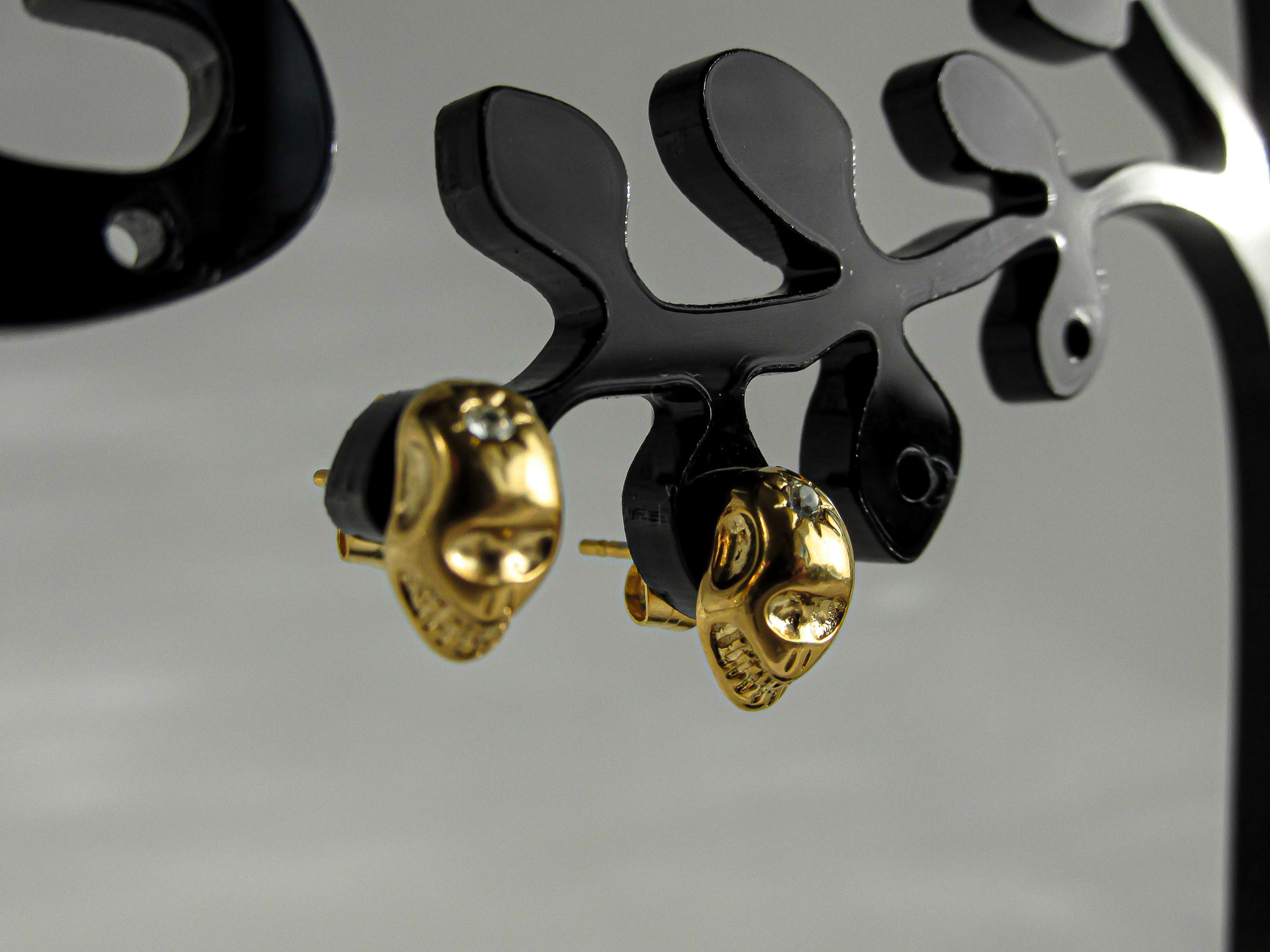 Aros - Aro Skull Bañado en Oro - JOYAS CARATI